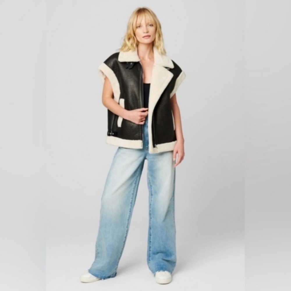 🖤 EUC Blank NYC Sherpa and Leather Oversized Vest